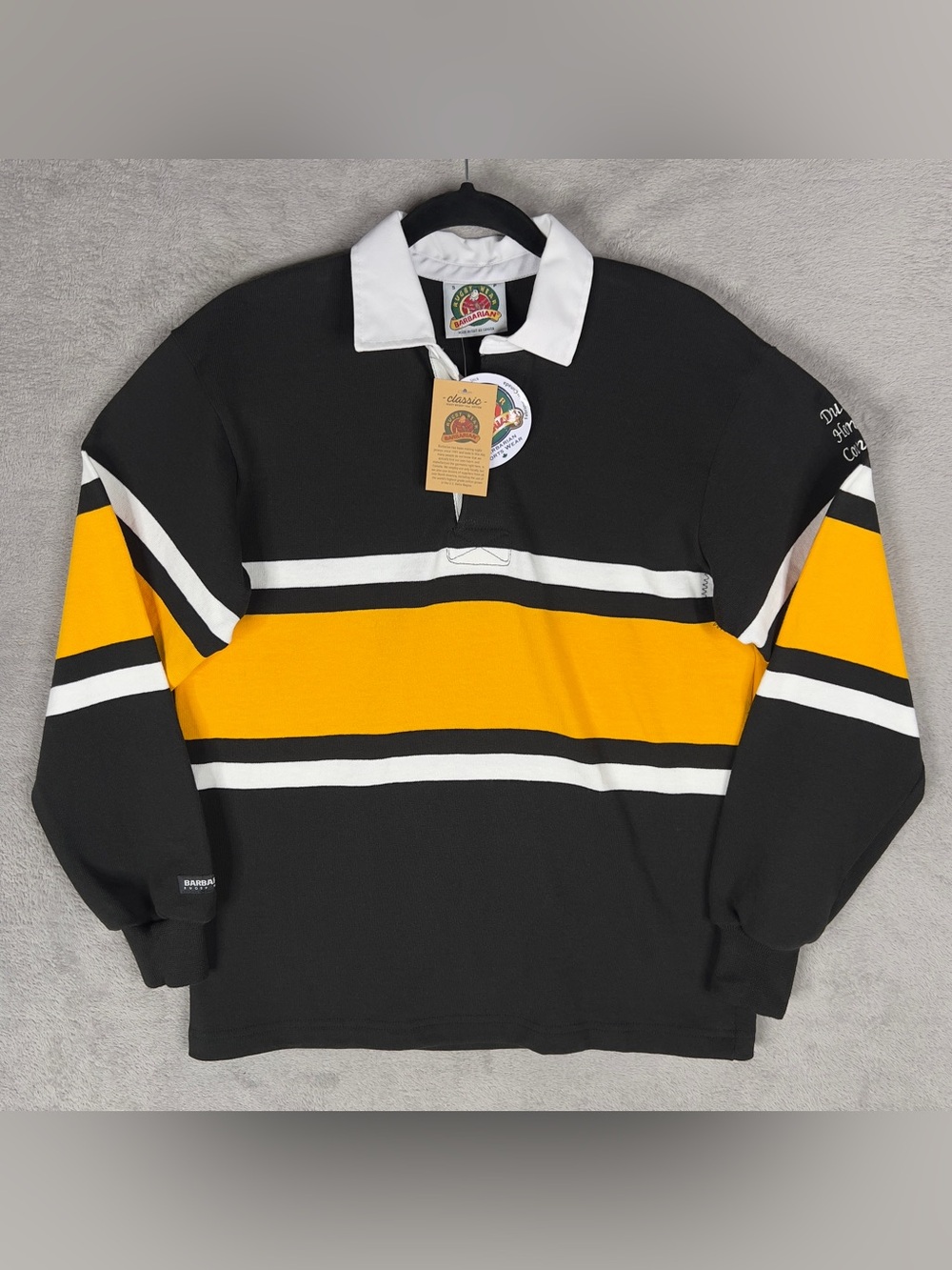 Barbarian Collegiate Stripe Rugby Jersey Men's Small Duty Honor Country NWT